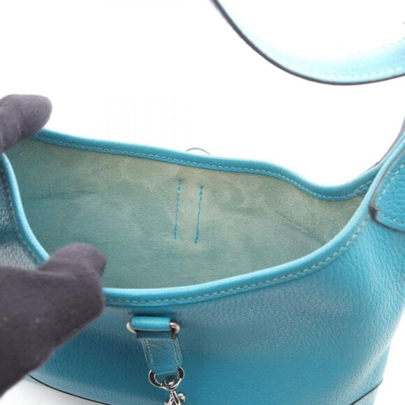 Hermes Shoulder Bag Trim 24 Turquoise Leather Trim 24 - Picture 10 of 10